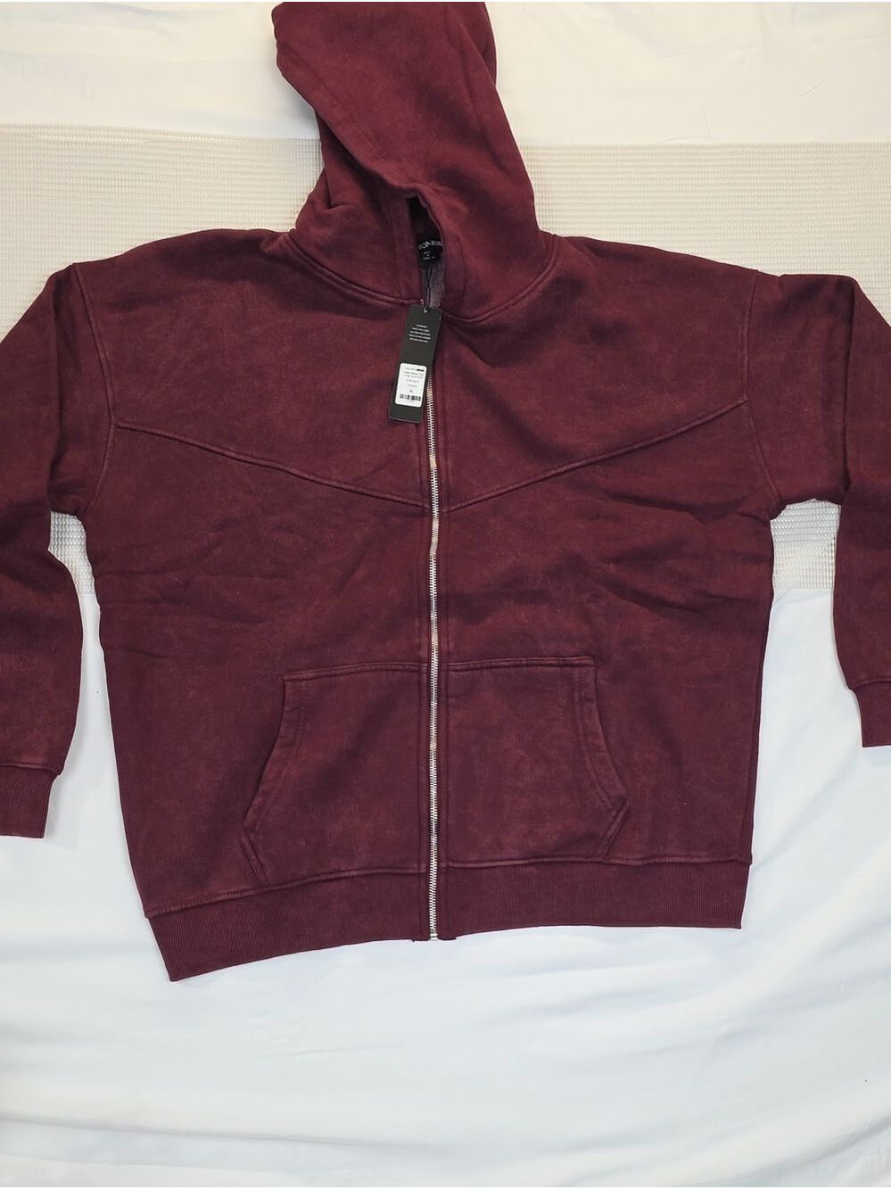 Men's Zip-Up Hoodie Sweater in Burgundy XL